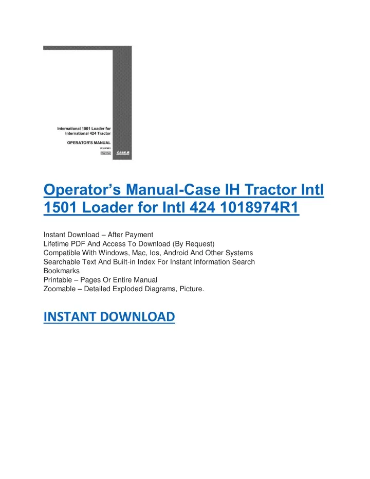 operator s manual case ih tractor intl 1501