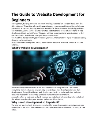 The Guide to Website Development for Beginners