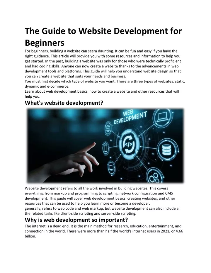 the guide to website development for beginners