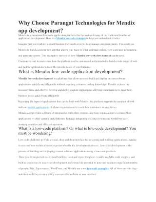 why choose parangat technologies for mendix