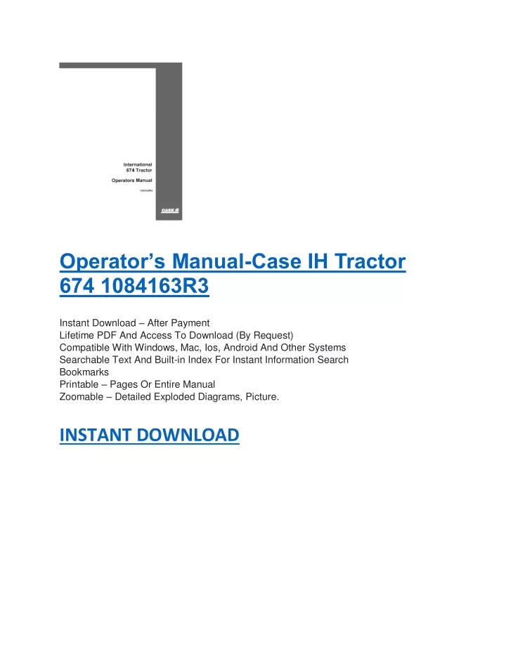 operator s manual case ih tractor 674 1084163r3