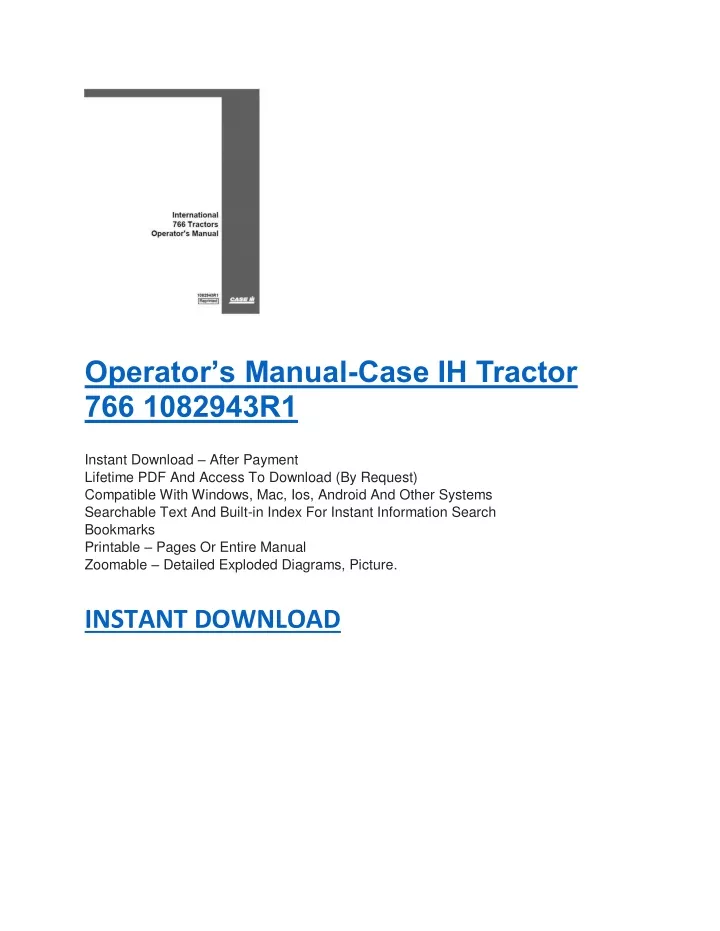 operator s manual case ih tractor 766 1082943r1