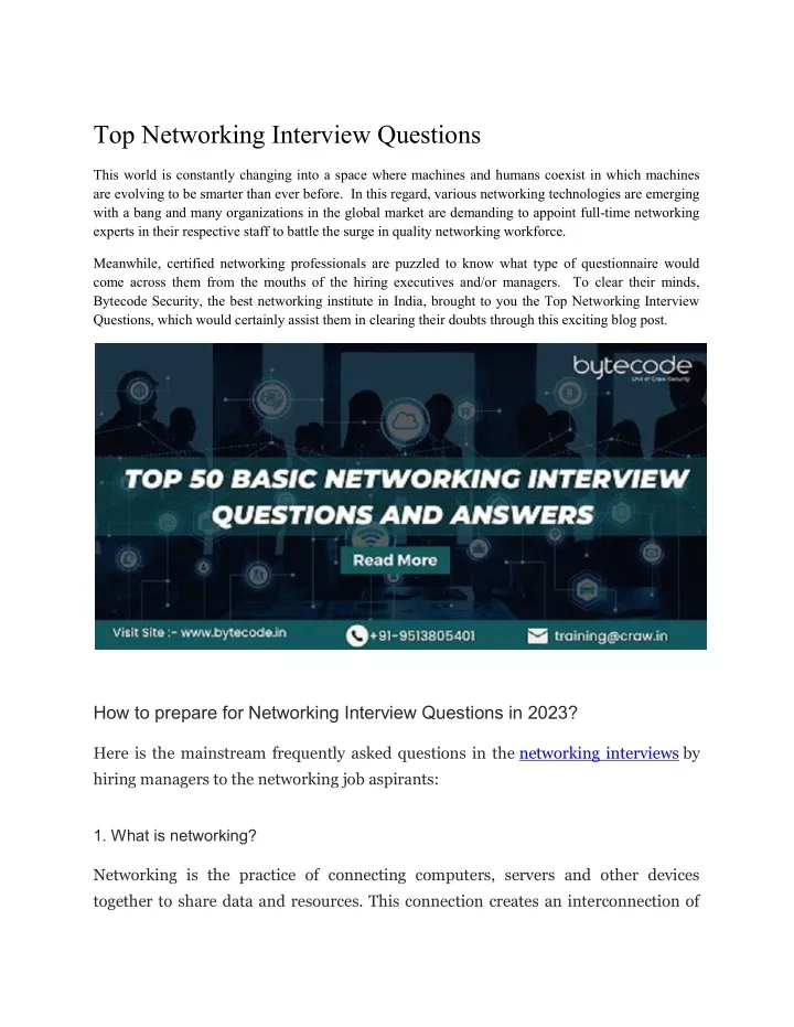 top networking interview questions