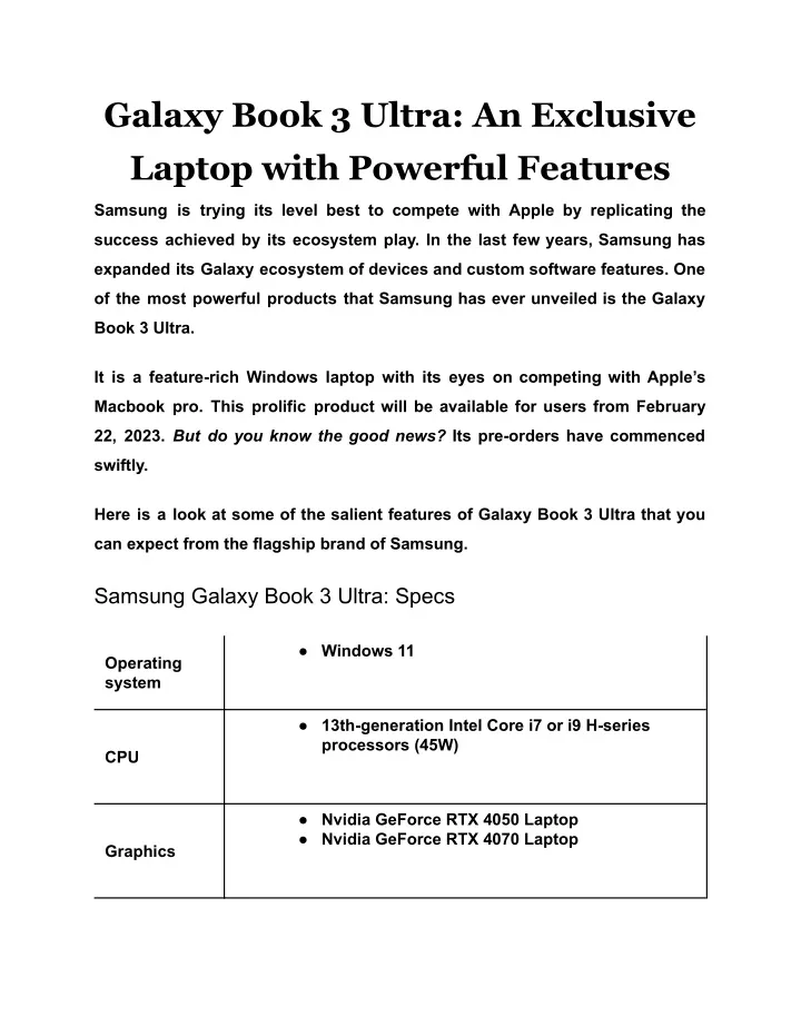 galaxy book 3 ultra an exclusive laptop with