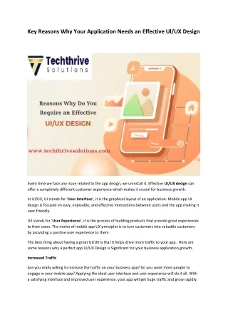 Key Reasons Why Your Application Needs an Effective UlUX Design