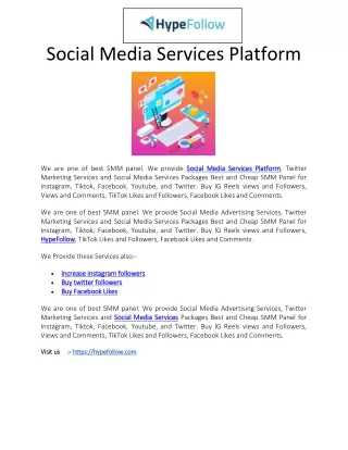 Social Media Services Platform