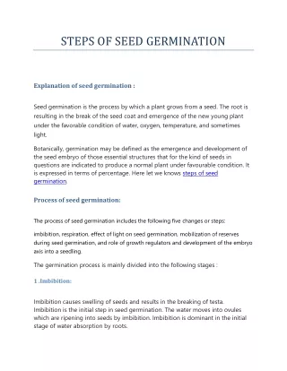steps of seed germination