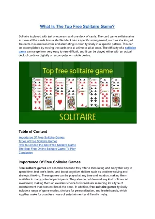 what is the top free solitaire game
