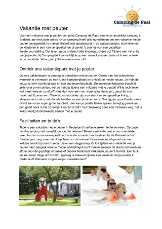 vakantie met peuter