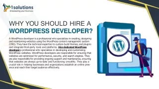 Why you should hire a WordPress developer PPT