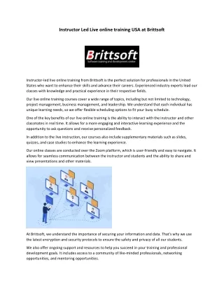 Instructor Led Live online training USA at Brittsoft (1)