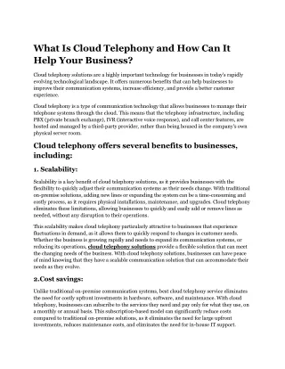 what is cloud telephony and how can it help your