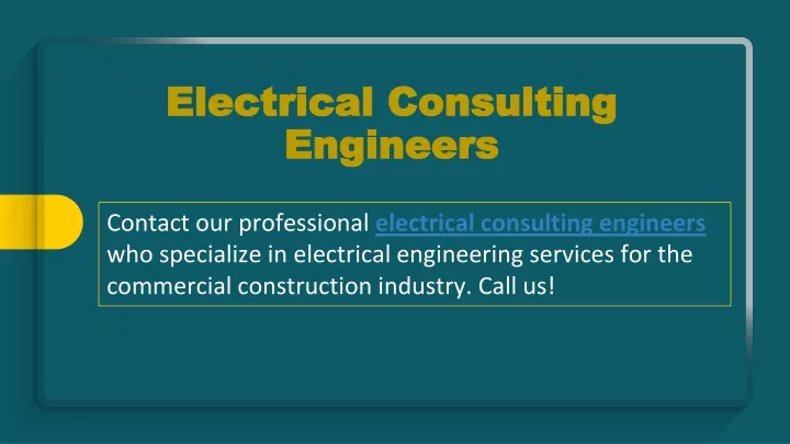 electrical consulting engineers