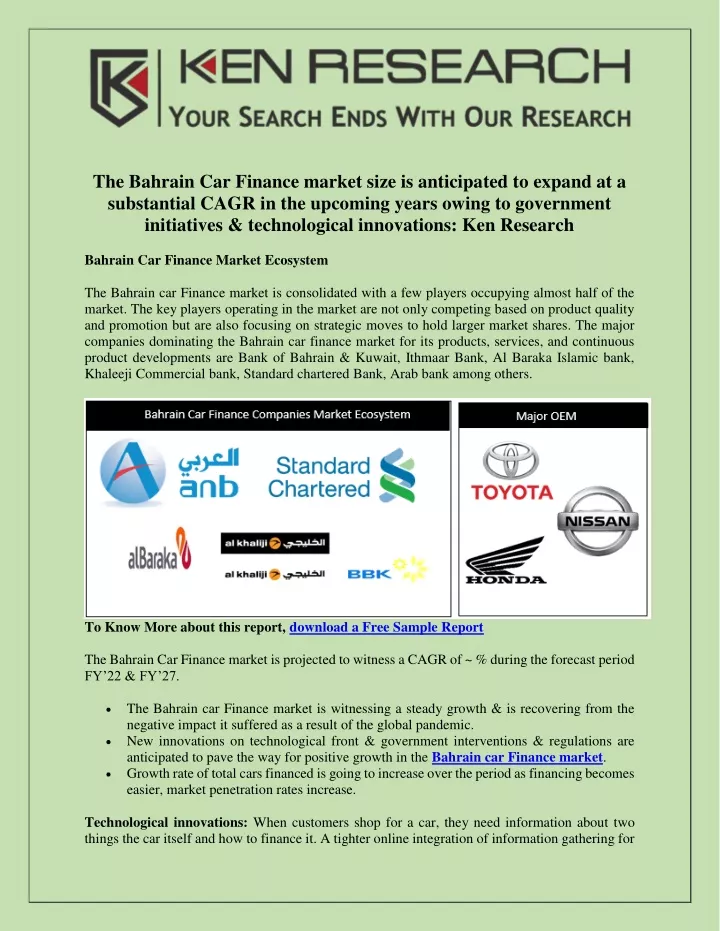 the bahrain car finance market size