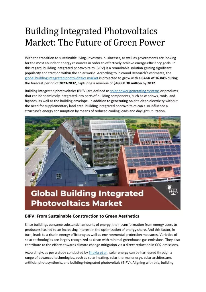 building integrated photovoltaics market