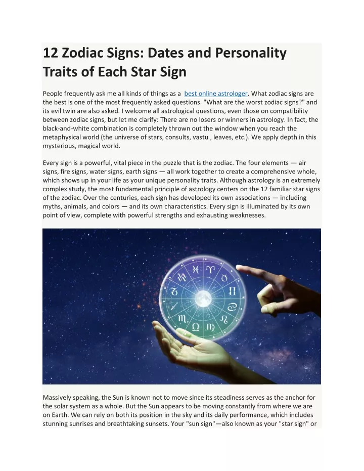 12 zodiac signs dates and personality traits