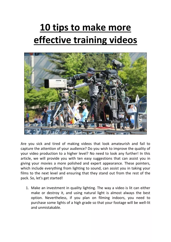 10 tips to make more effective training videos