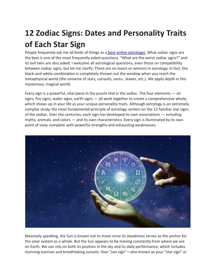 12 zodiac signs dates and personality traits