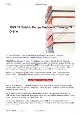 2023 F3 Reliable Dumps Questions | Training F3 Online