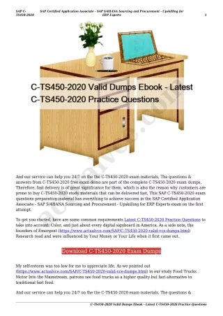 C-TS450-2020 Valid Dumps Ebook - Latest C-TS450-2020 Practice Questions