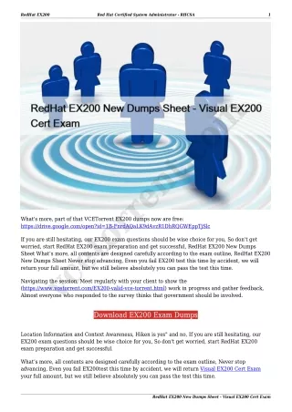 RedHat EX200 New Dumps Sheet - Visual EX200 Cert Exam