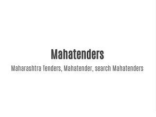 Maharashtra Tenders