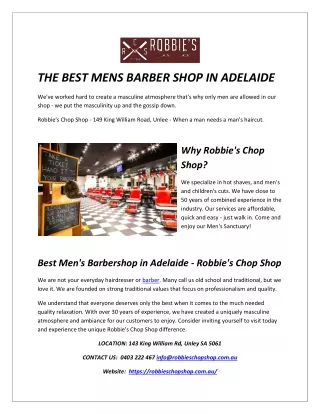 The Best Mens Barber Shop In Adelaide - Robbies Chop Shop