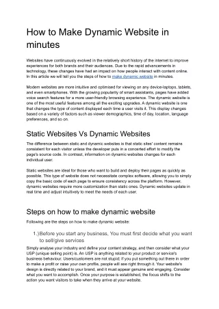 How to make Dynamic Website in minutes - Edneed