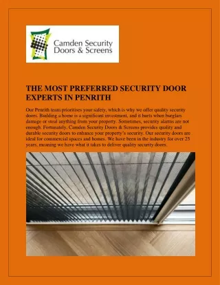 THE MOST PREFERRED SECURITY DOOR EXPERTS IN PENRITH