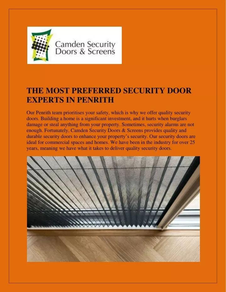 the most preferred security door experts