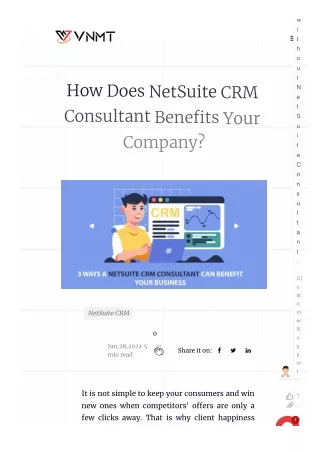 How Does NetSuite CRM Consultant Benefits Your Company