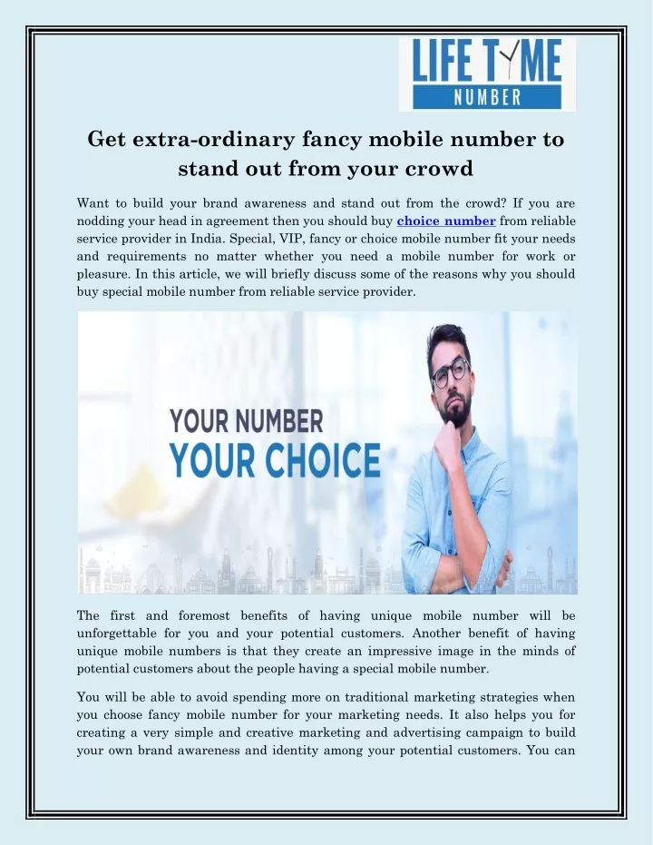 get extra ordinary fancy mobile number to stand