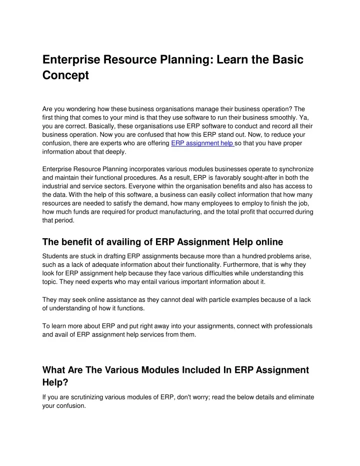 enterprise resource planning learn the basic