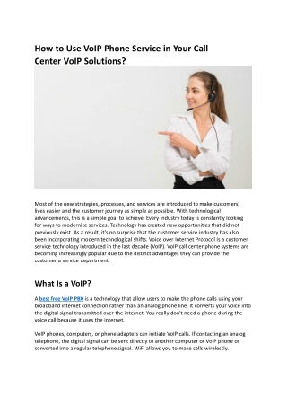 How to Use VoIP Phone Service in Your Call Center VoIP Solutions