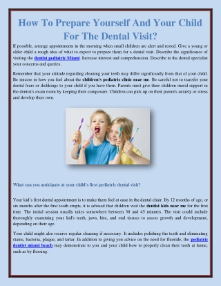 How To Prepare Yourself And Your Child For The Dental Visit?