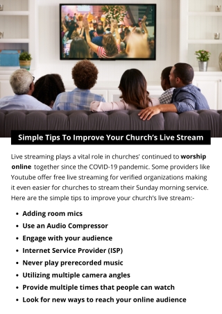 Simple Tips To Improve Your Church’s Live Stream