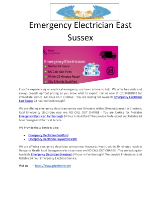 Emergency Electrician East Sussex