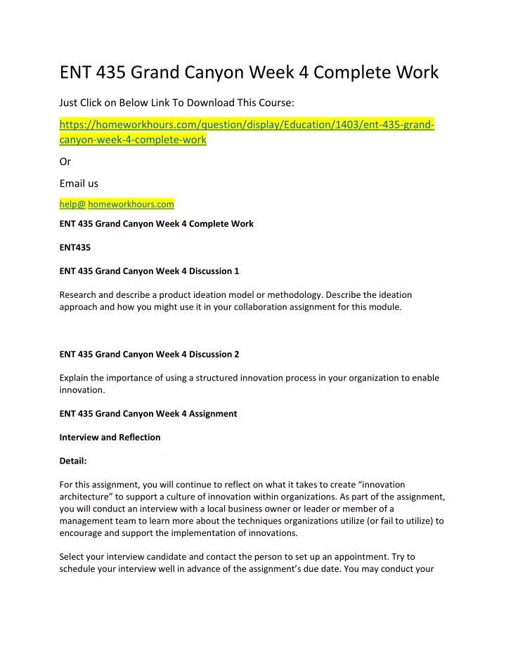 ent 435 grand canyon week 4 complete work