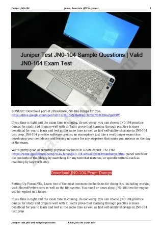 Juniper Test JN0-104 Sample Questions | Valid JN0-104 Exam Test