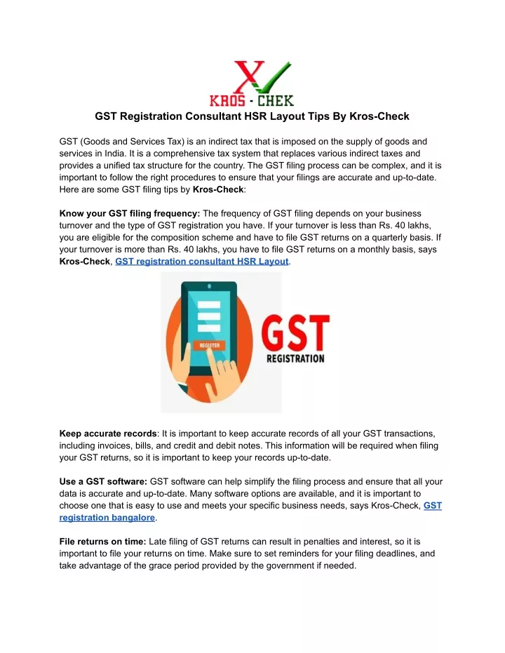 gst registration consultant hsr layout tips