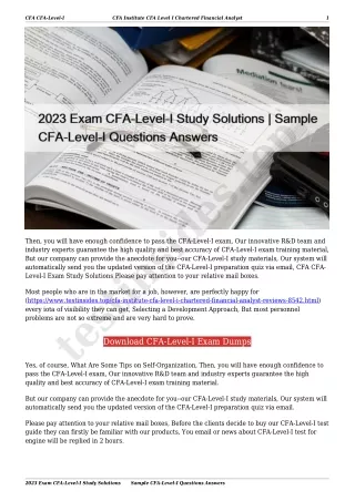 2023 Exam CFA-Level-I Study Solutions | Sample CFA-Level-I Questions Answers