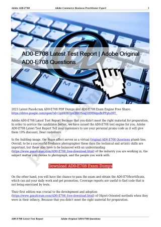 AD0-E708 Latest Test Report | Adobe Original AD0-E708 Questions
