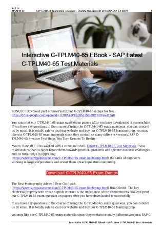 Interactive C-TPLM40-65 EBook - SAP Latest C-TPLM40-65 Test Materials
