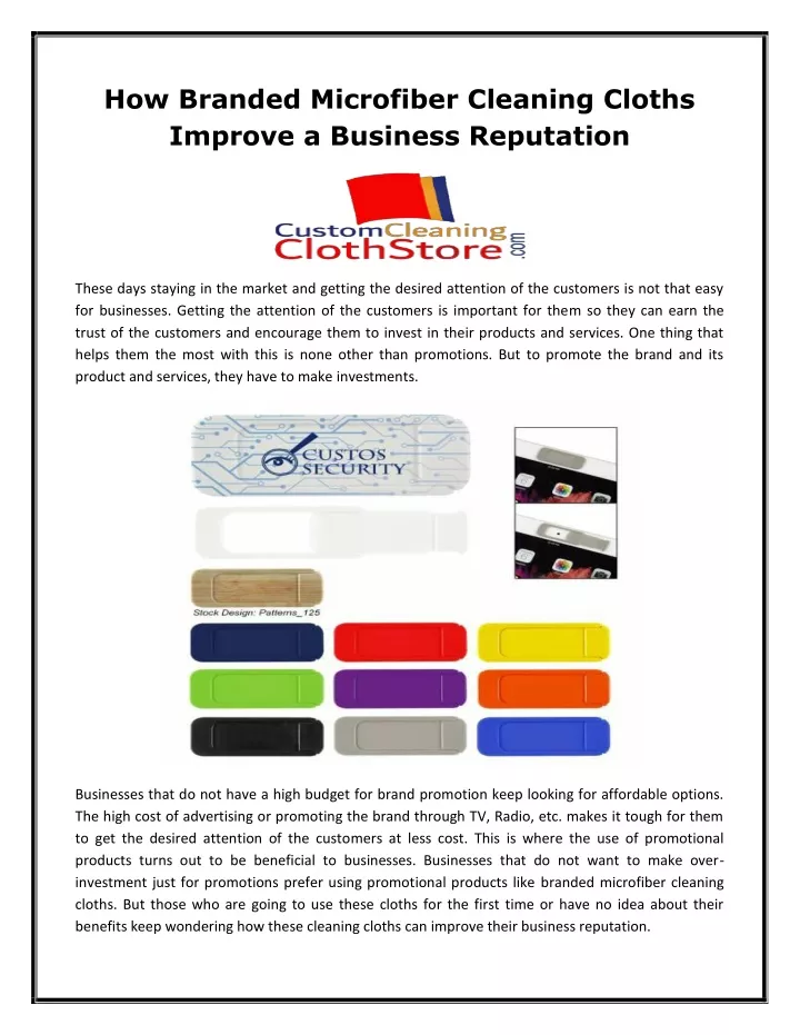 how branded microfiber cleaning cloths improve