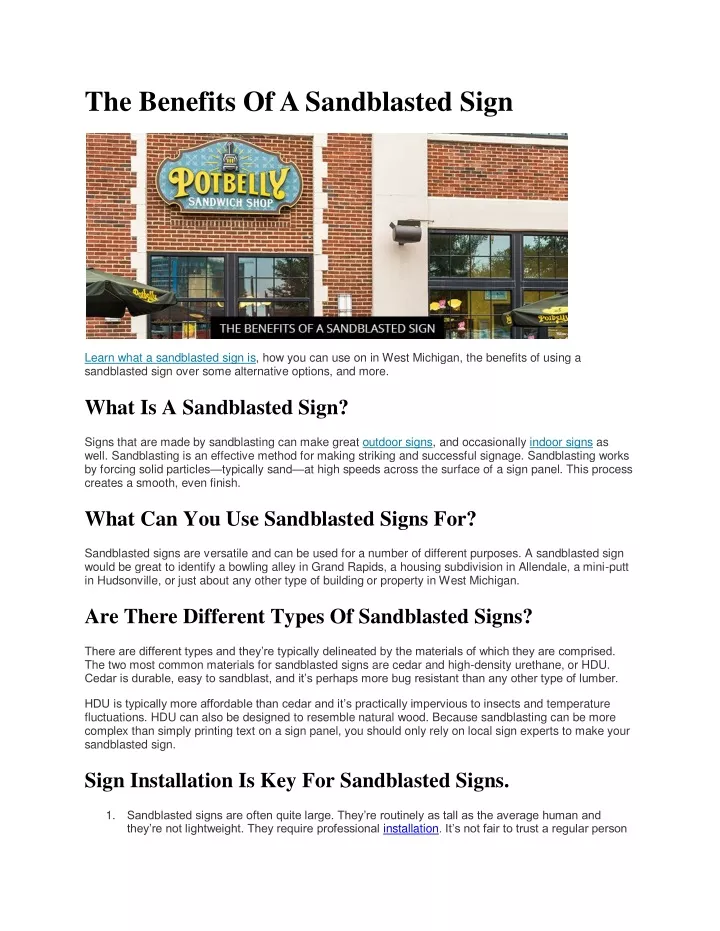 the benefits of a sandblasted sign