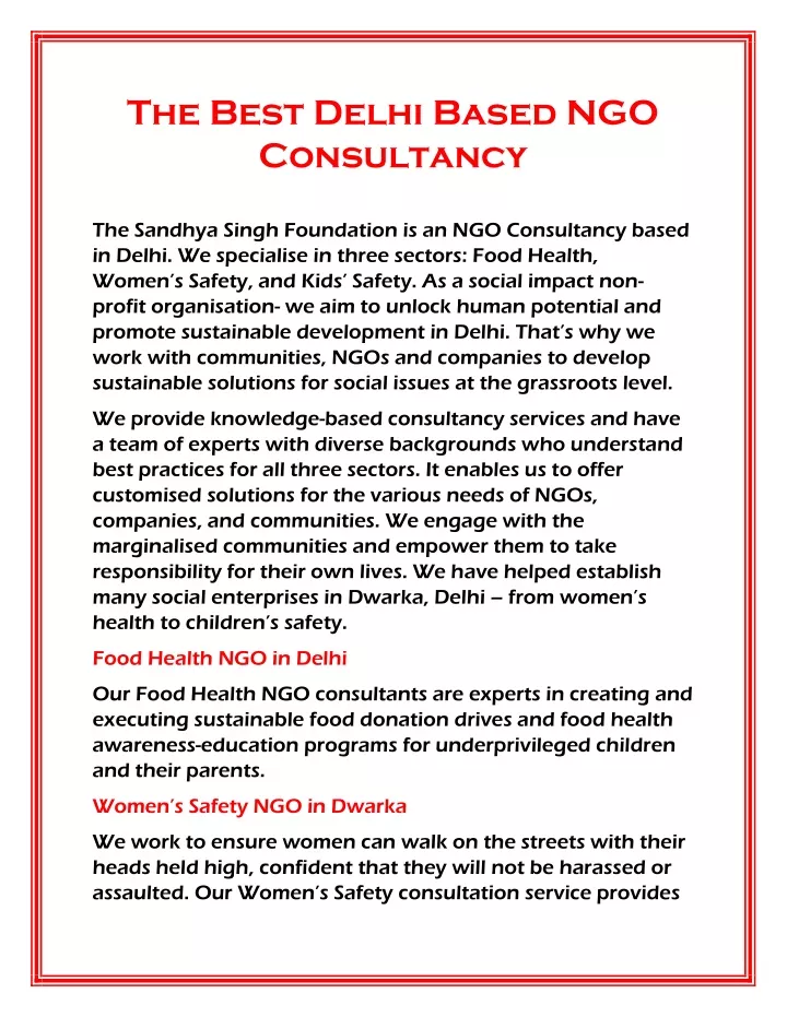 the best delhi based ngo consultancy