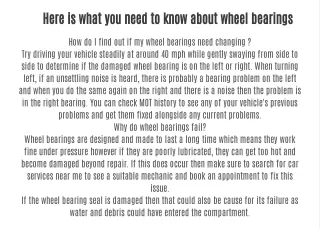 Here is what you need to know about wheel bearings