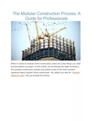 the modular construction process a guide