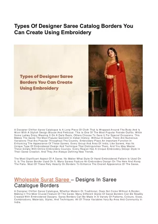 Types Of Designer Saree Catalog Borders You Can Create Using Embroidery