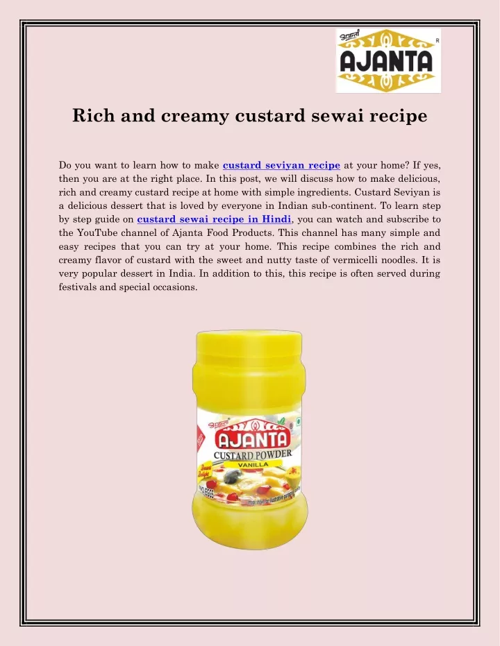 rich and creamy custard sewai recipe